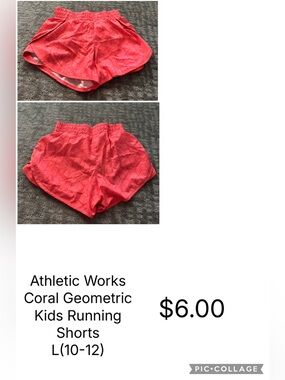 Athletic Works Coral Geometric Athletic Shorts
